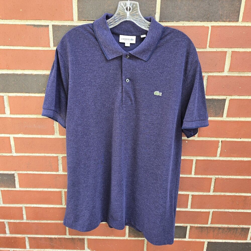 Lacoste Men Casual Regular Fit Short Sleeve Navy Polo Shirt T-Shirt Size Large